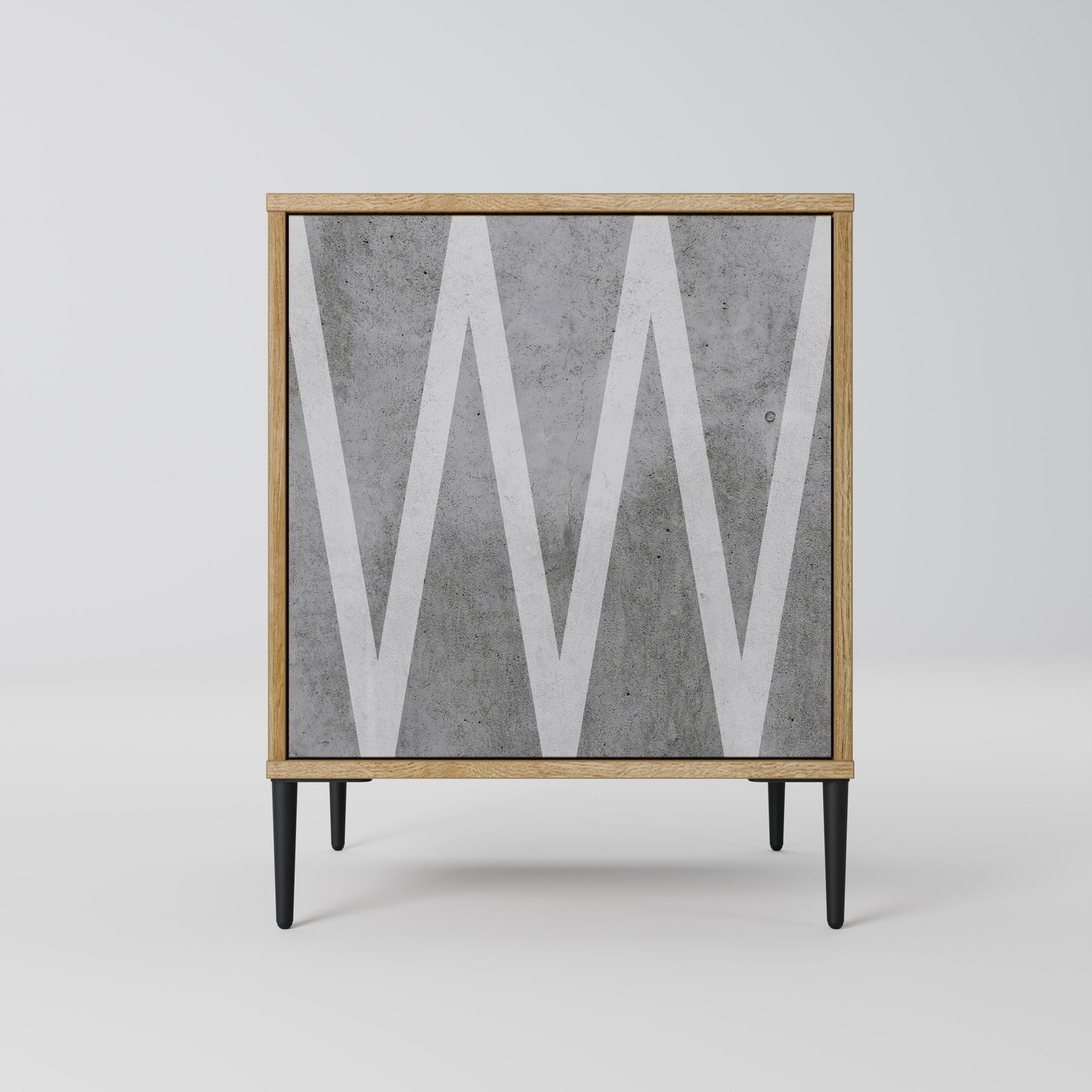 SOLID ZIG ZAG 1-Door Sideboard in Oak Effect