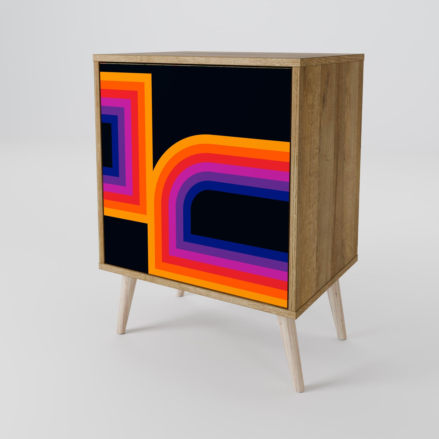 Credenza a 1 anta BLINDED BY THE LIGHTS in effetto rovere