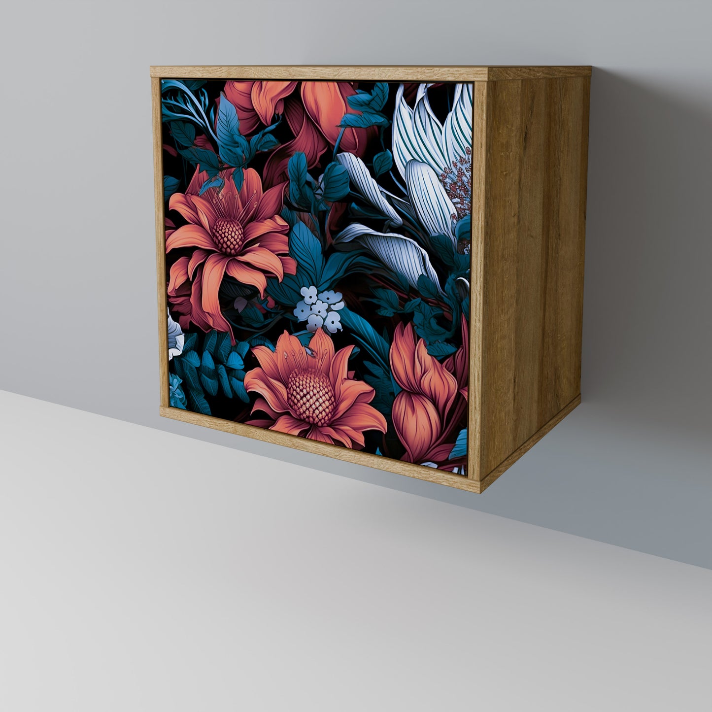 ETHEREAL BLOSSOMS 1-Door Sideboard in Oak Effect