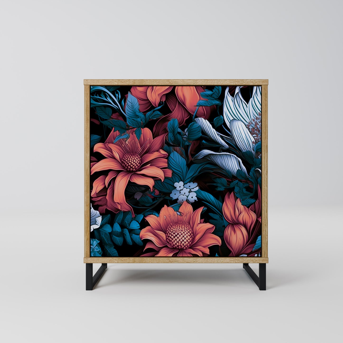 ETHEREAL BLOSSOMS 1-Door Sideboard in Oak Effect