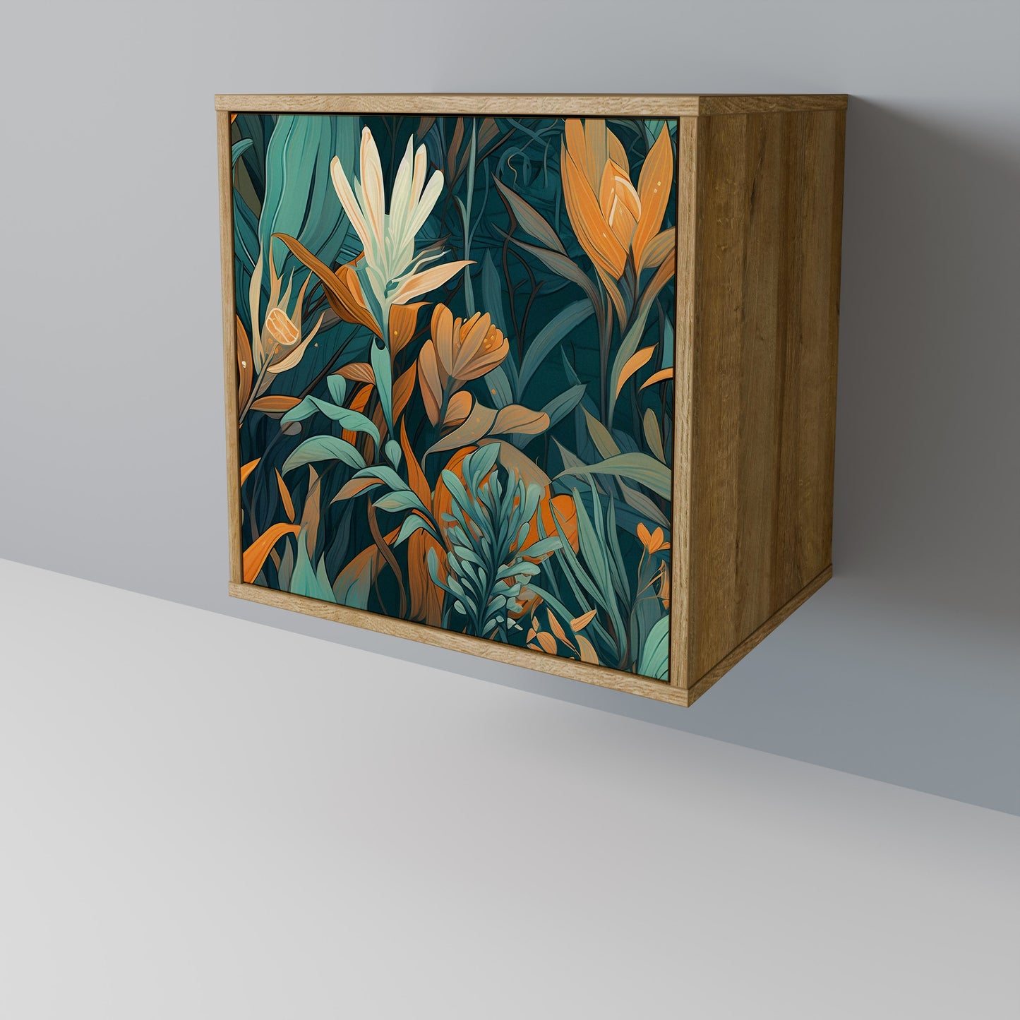 FLORAL SERENITY 1-Door Sideboard in Oak Effect