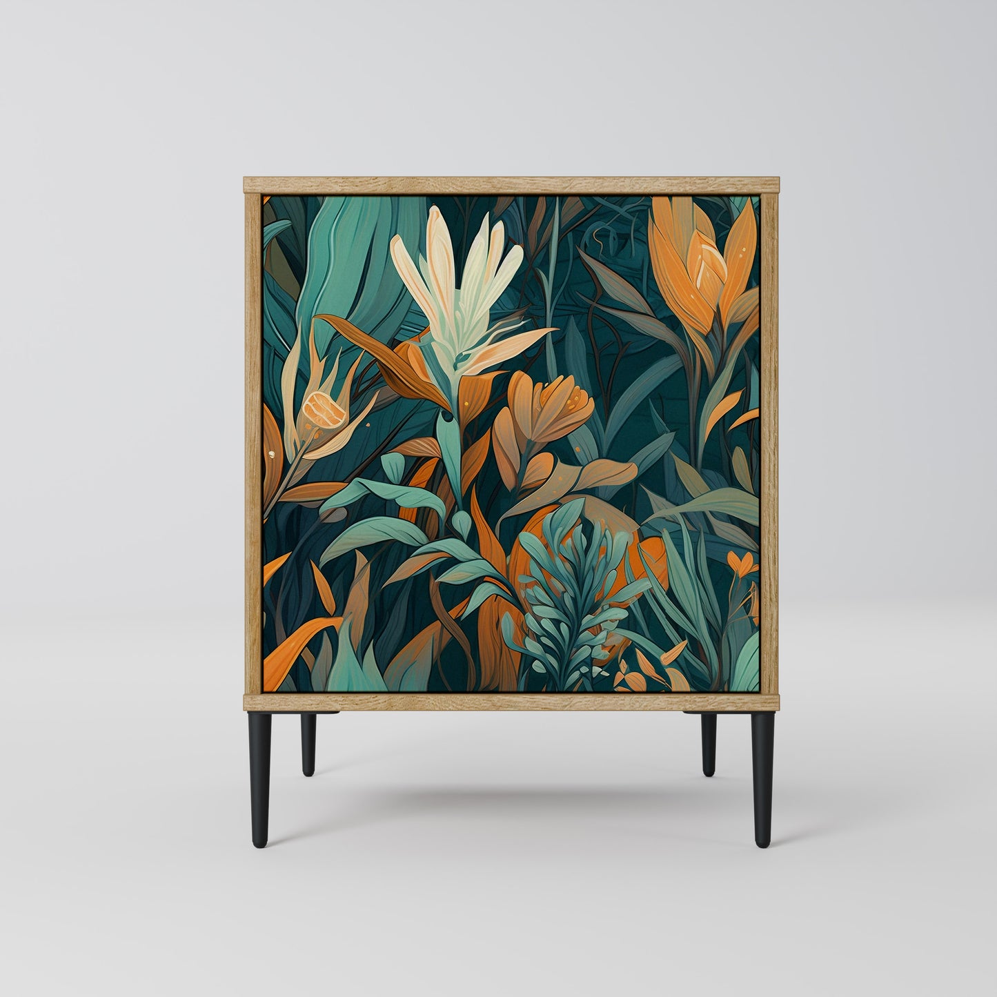 FLORAL SERENITY 1-Door Sideboard in Oak Effect
