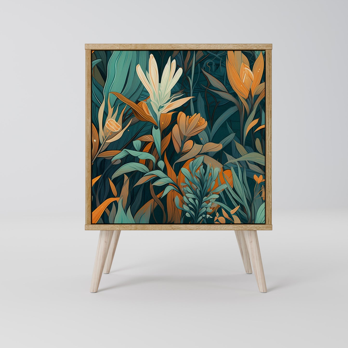 FLORAL SERENITY 1-Door Sideboard in Oak Effect