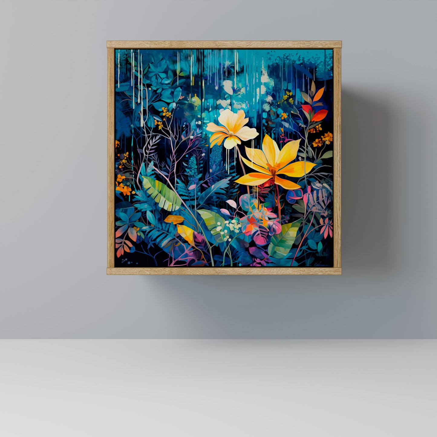 Credenza MIDNIGHT BLOSSOM a 1 anta effetto rovere