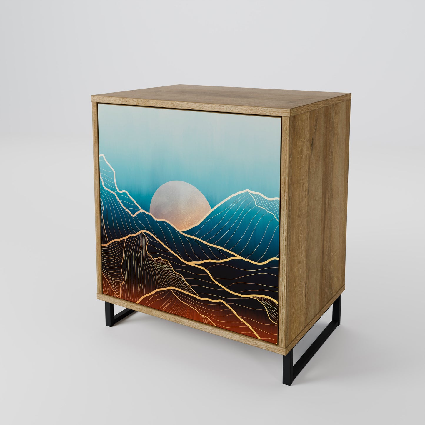 LUNAR SECRETS 1-Door Sideboard in Oak Effect