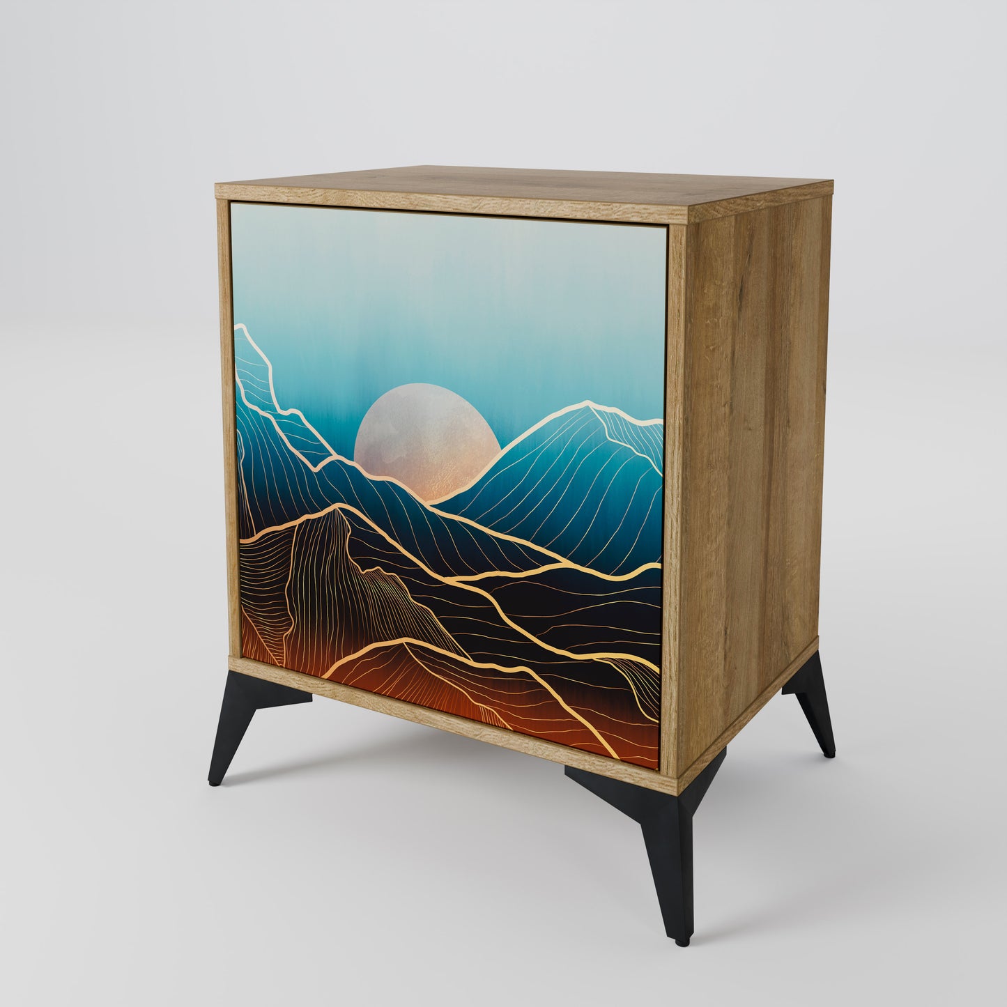 LUNAR SECRETS 1-Door Sideboard in Oak Effect