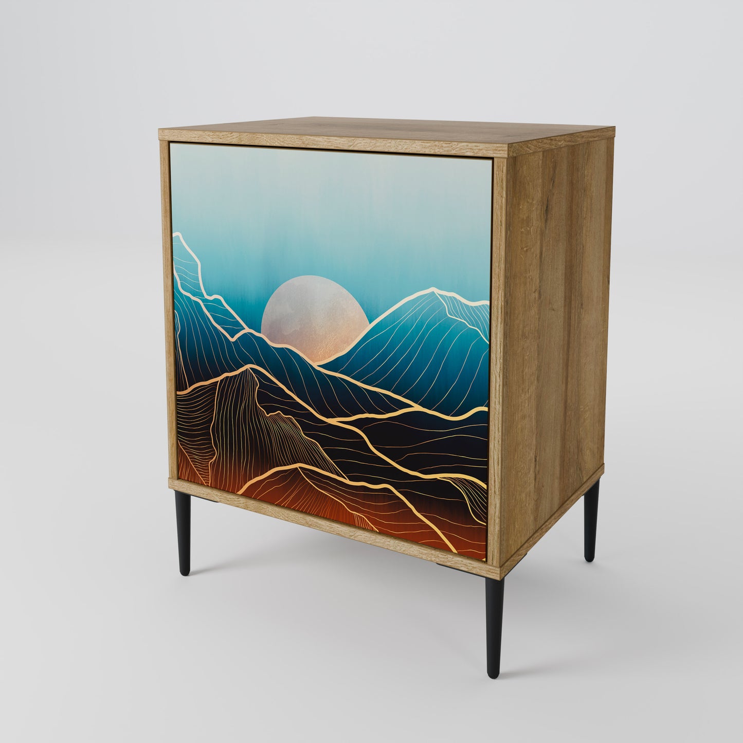 LUNAR SECRETS 1-Door Sideboard in Oak Effect