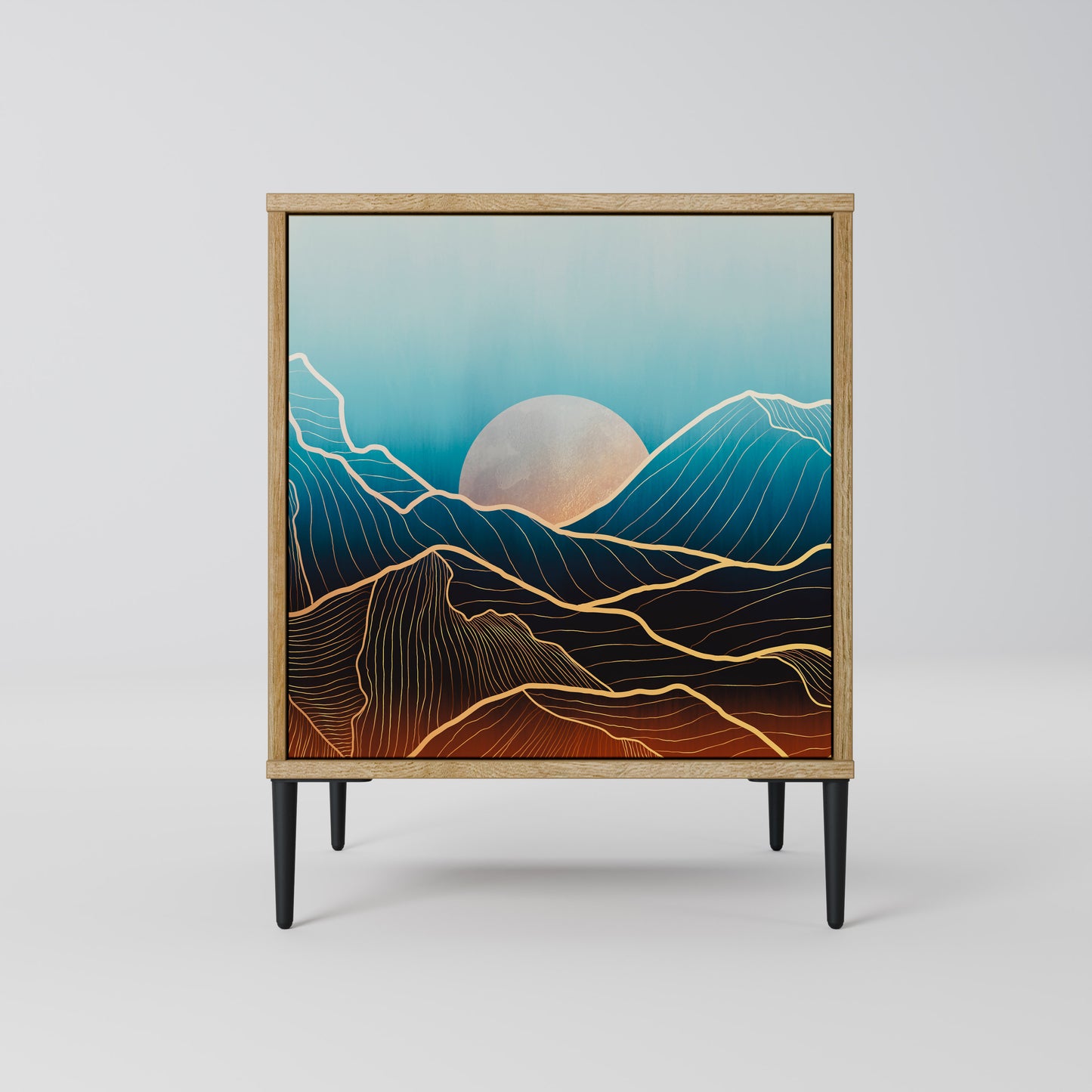 LUNAR SECRETS 1-Door Sideboard in Oak Effect