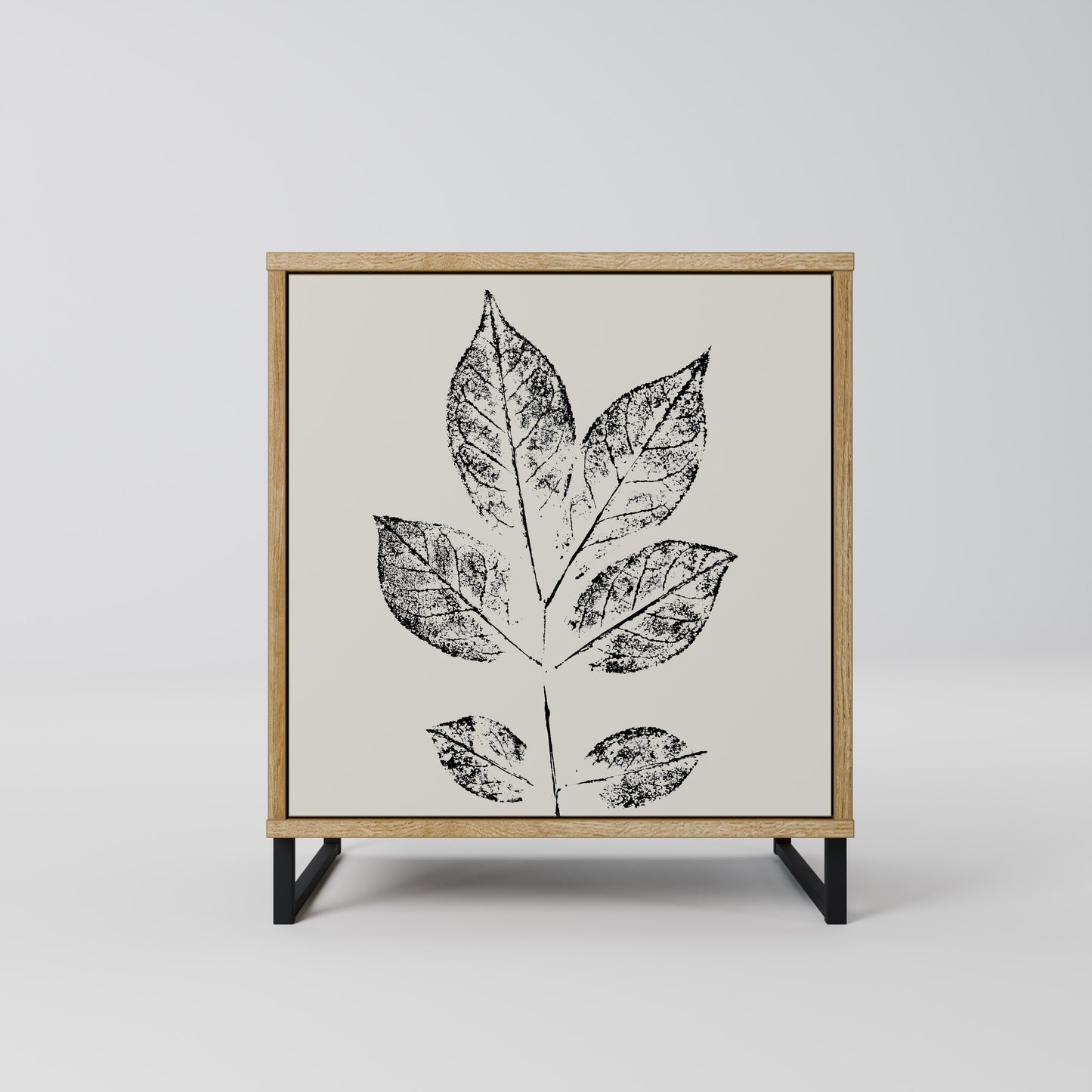 LEAFY STAMPS 1-Door Sideboard in Oak Effect
