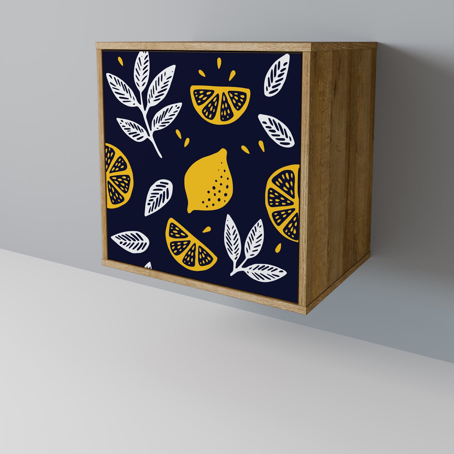 CITRUS BLACK AND WHITE 1-Door Sideboard in Oak Effect