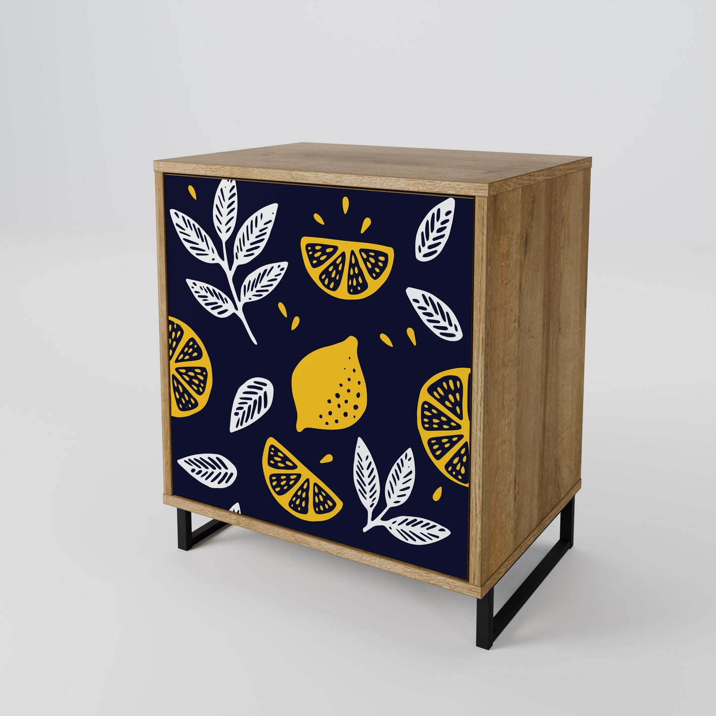 CITRUS BLACK AND WHITE 1-Door Sideboard in Oak Effect