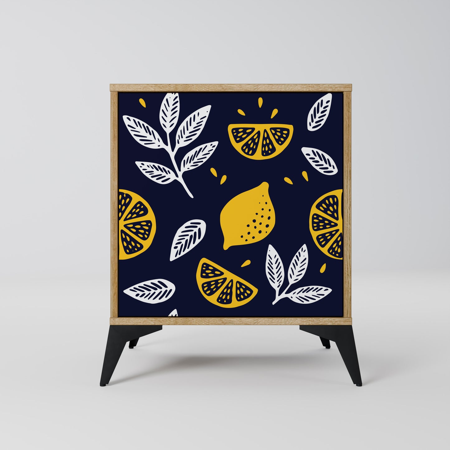 CITRUS BLACK AND WHITE 1-Door Sideboard in Oak Effect