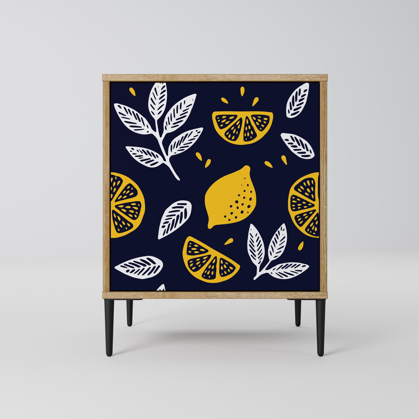CITRUS BLACK AND WHITE 1-Door Sideboard in Oak Effect