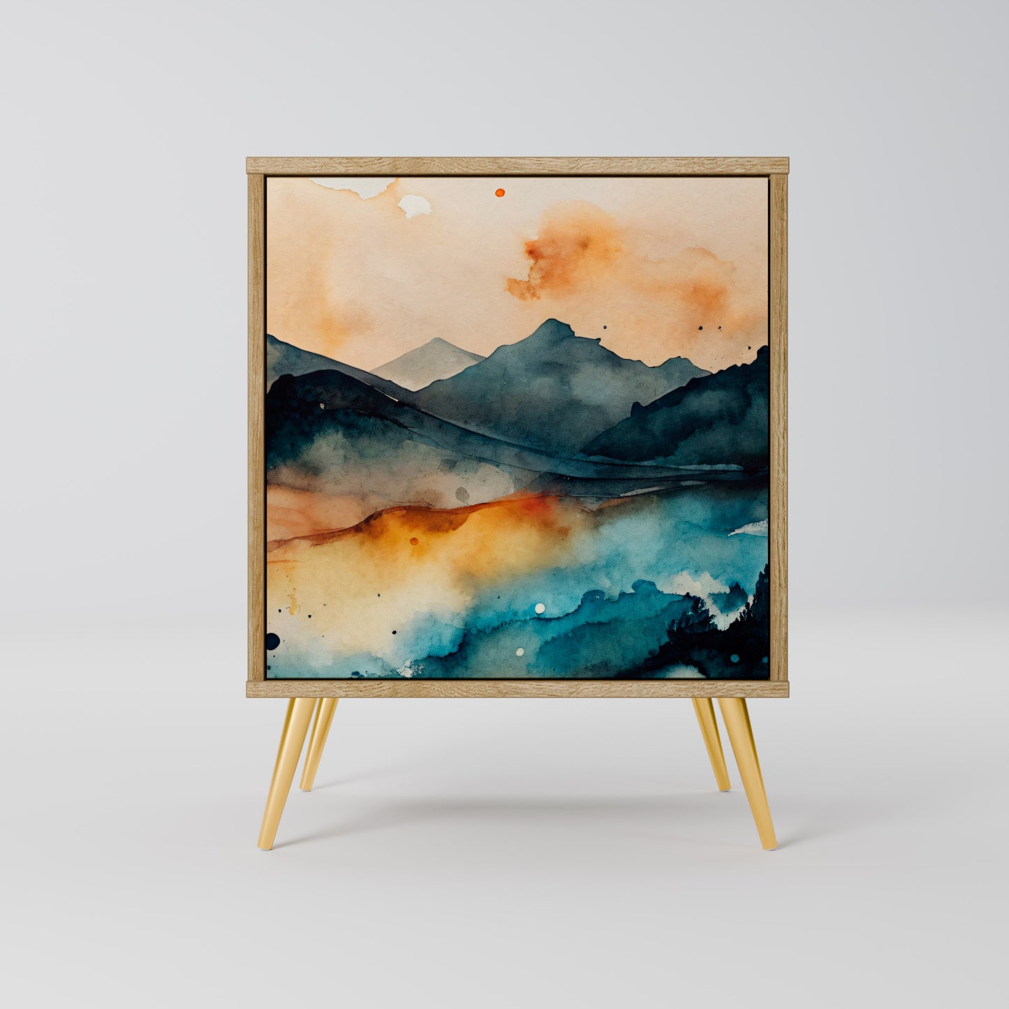 OMINOUS MOUNTAINS 1-Door Sideboard in Oak Effect