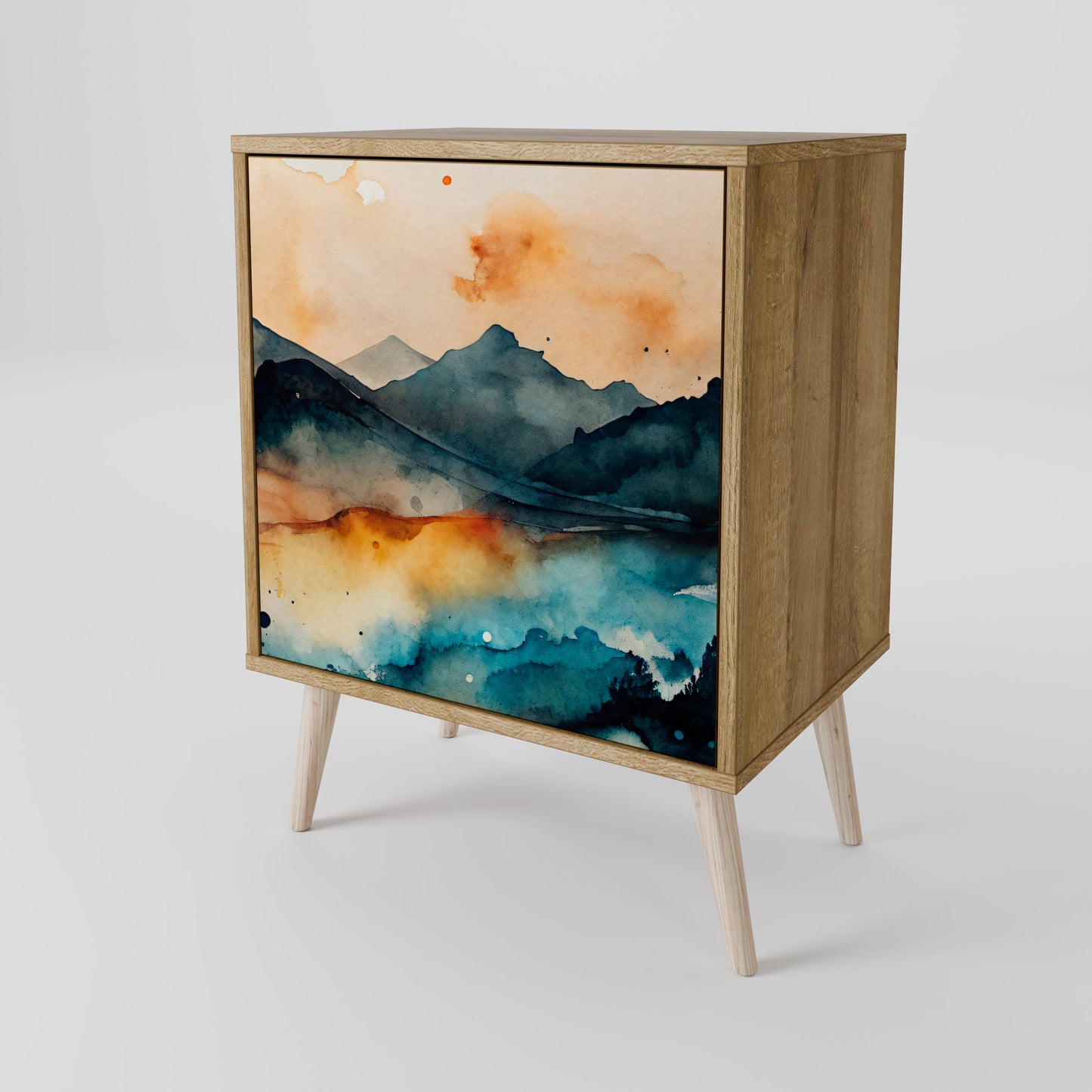 OMINOUS MOUNTAINS 1-Door Sideboard in Oak Effect