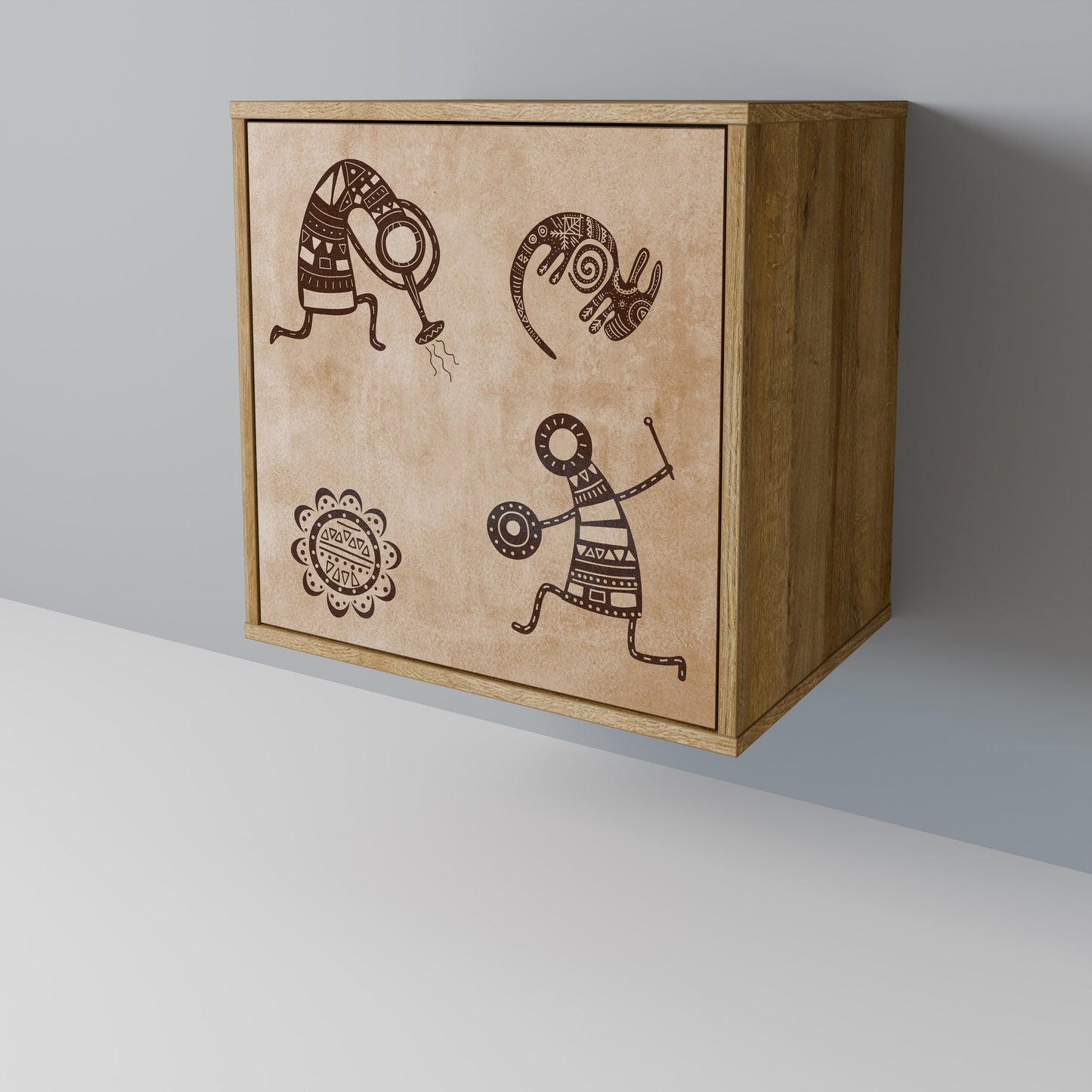 Credenza a 1 anta in stile africano effetto rovere