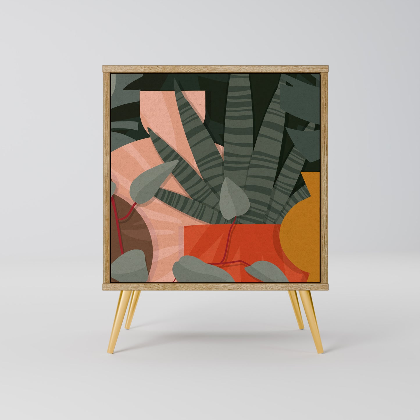 Credenza TROPICAL COMPOSITION a 1 anta effetto rovere