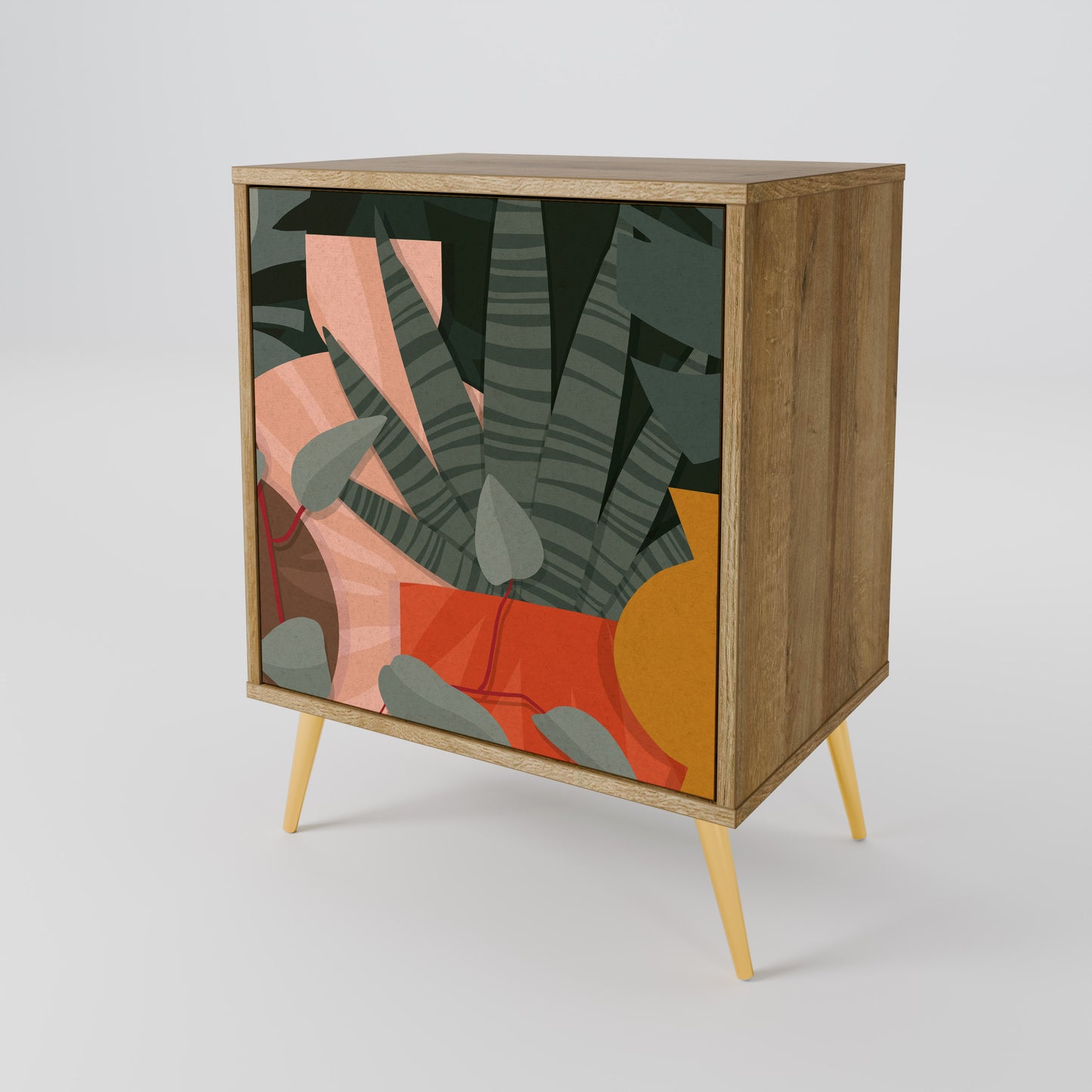 Credenza TROPICAL COMPOSITION a 1 anta effetto rovere