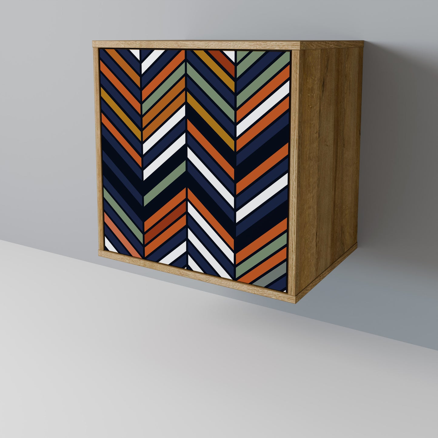 VIBRANT PATCHWORK 1-Door Sideboard in Oak Effect