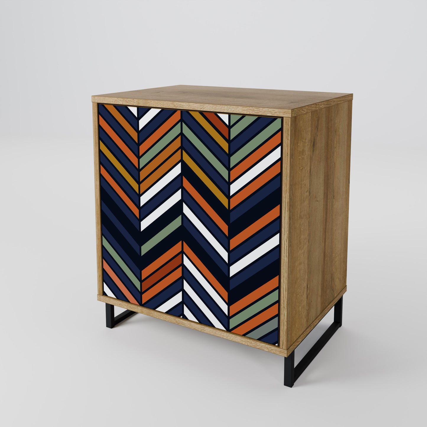 VIBRANT PATCHWORK 1-Door Sideboard in Oak Effect