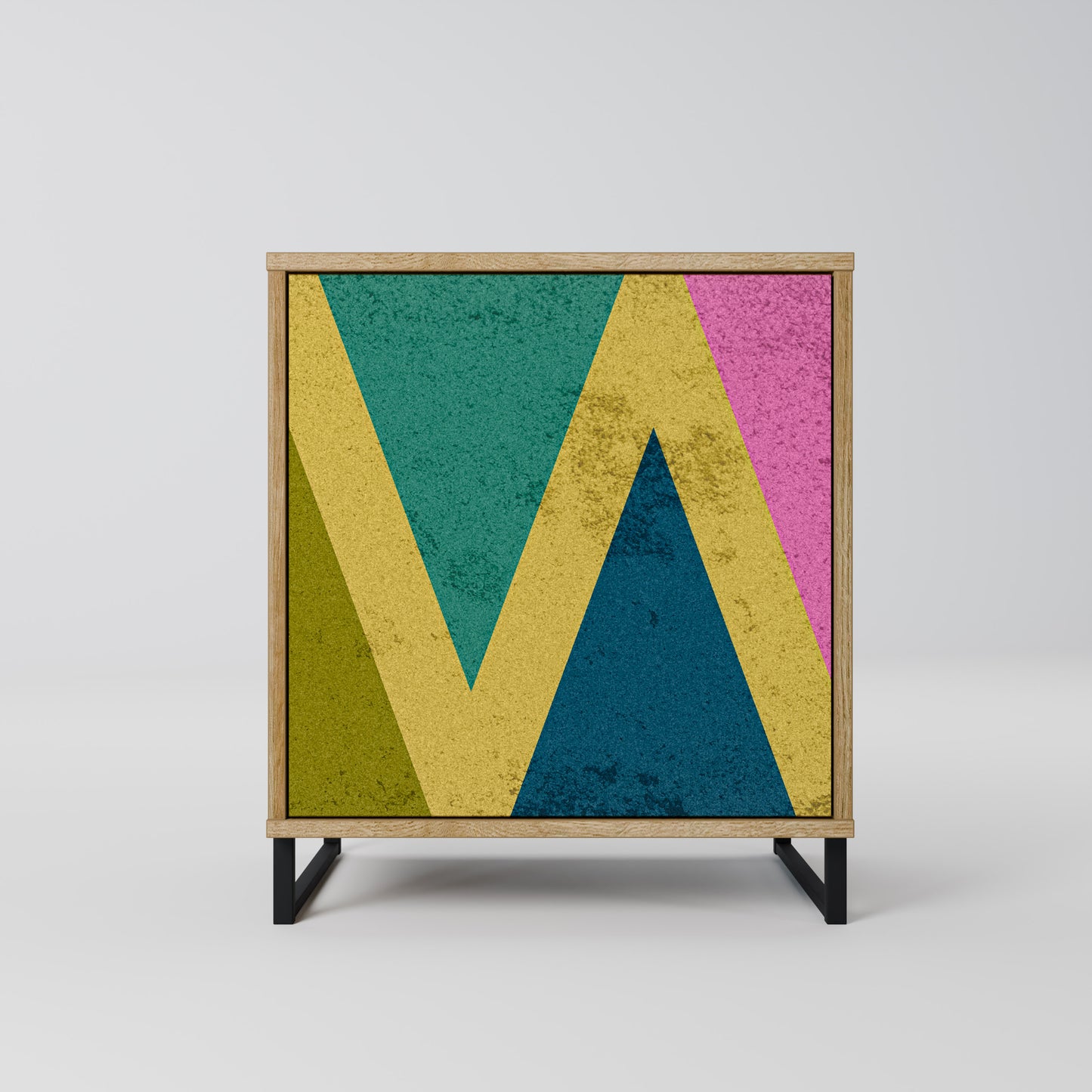 COLORFUL TRIANGLES 1-Door Sideboard in Oak Effect