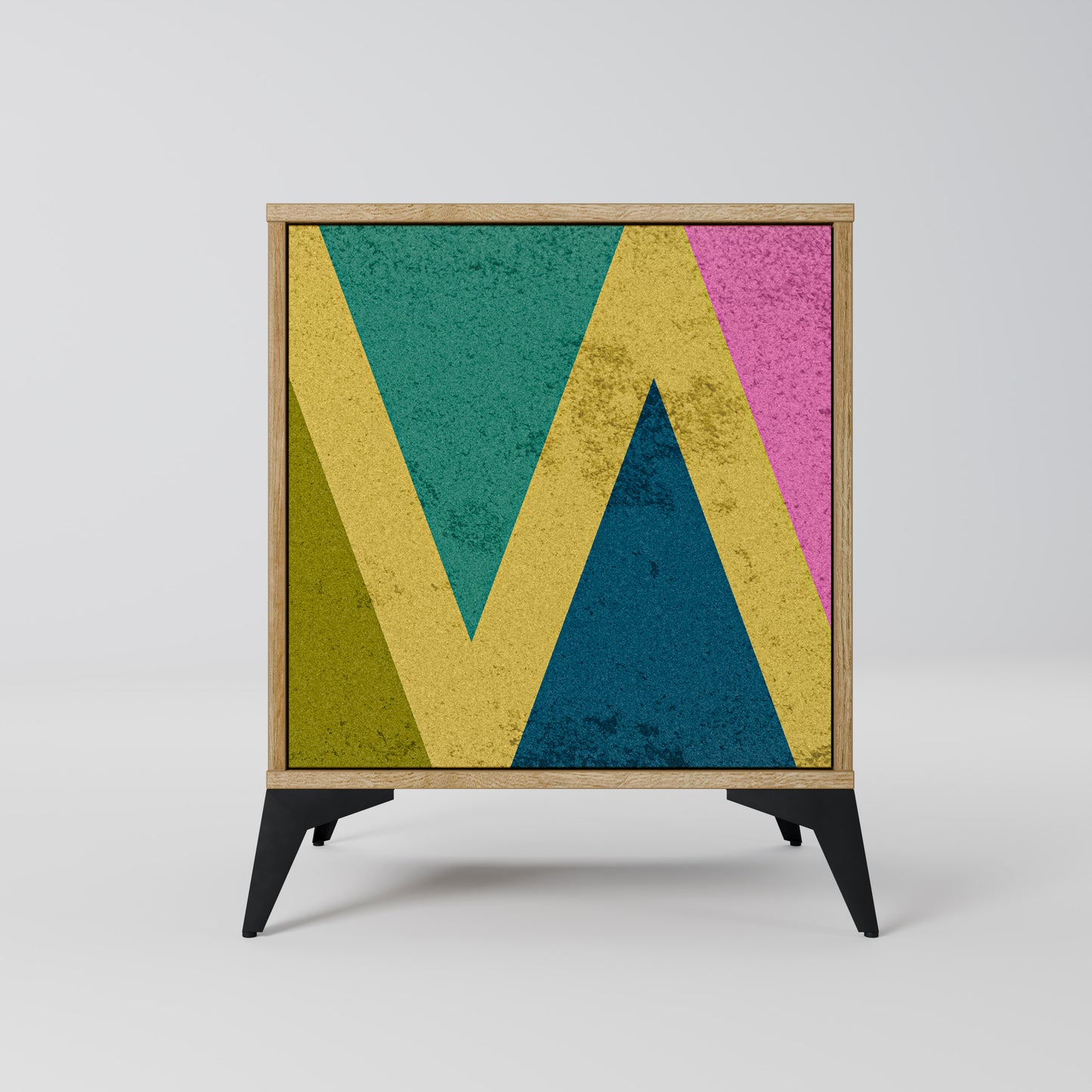 COLORFUL TRIANGLES 1-Door Sideboard in Oak Effect