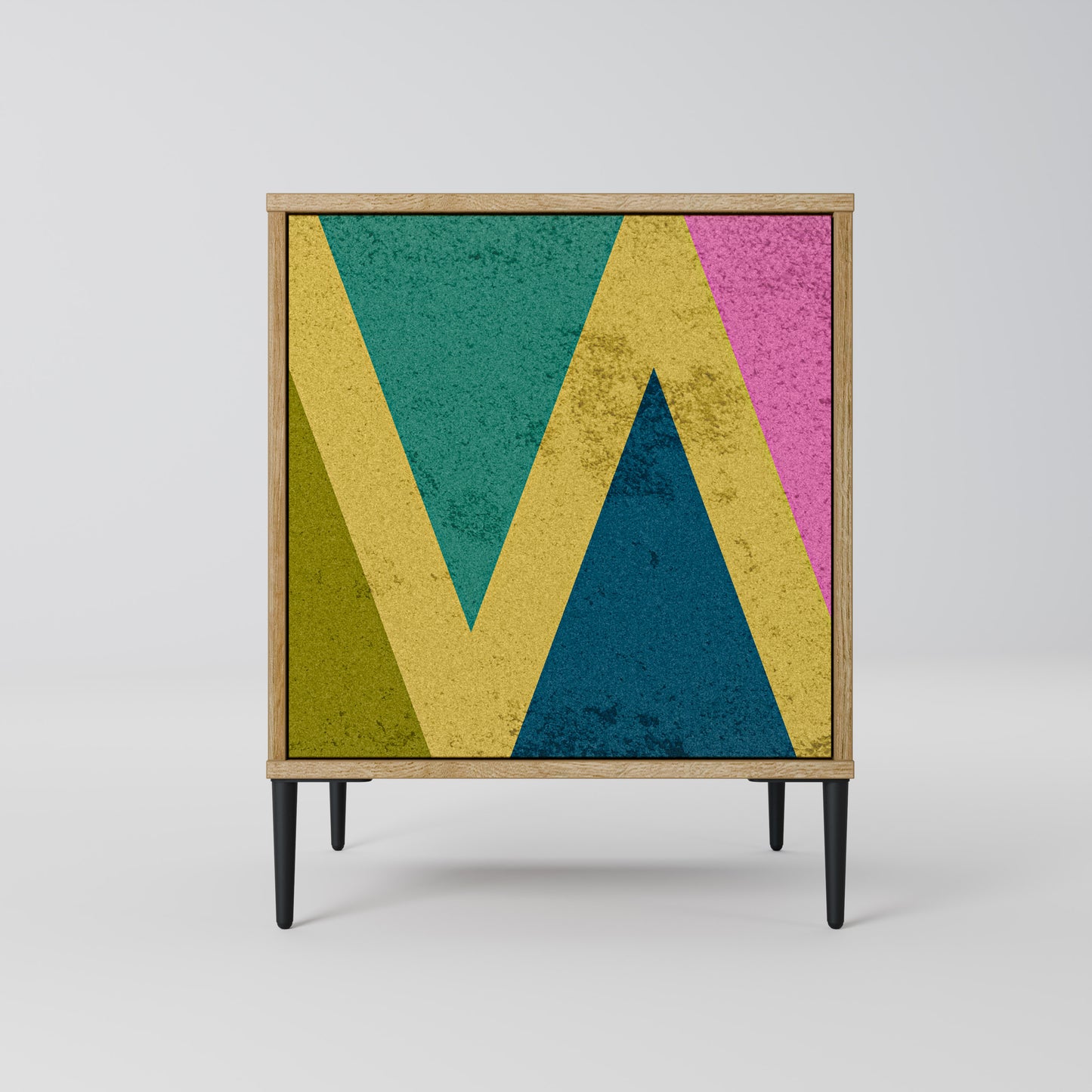COLORFUL TRIANGLES 1-Door Sideboard in Oak Effect