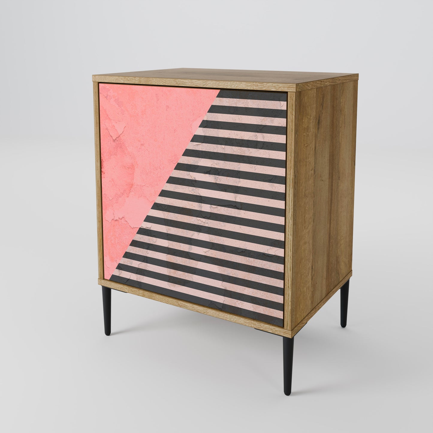 Credenza GLAMOROUS STRIPE a 1 anta effetto rovere