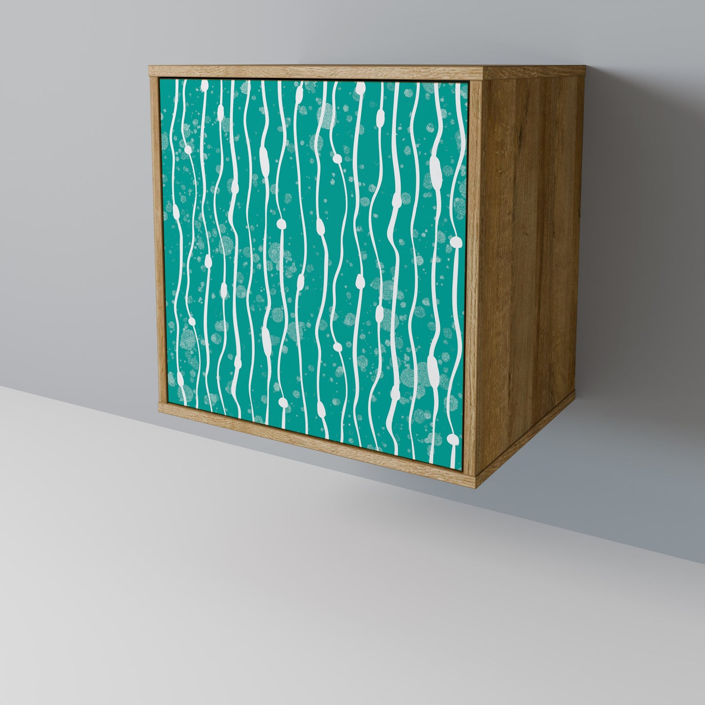 TURQUOISE RAIN 1-Door Sideboard in Oak Effect