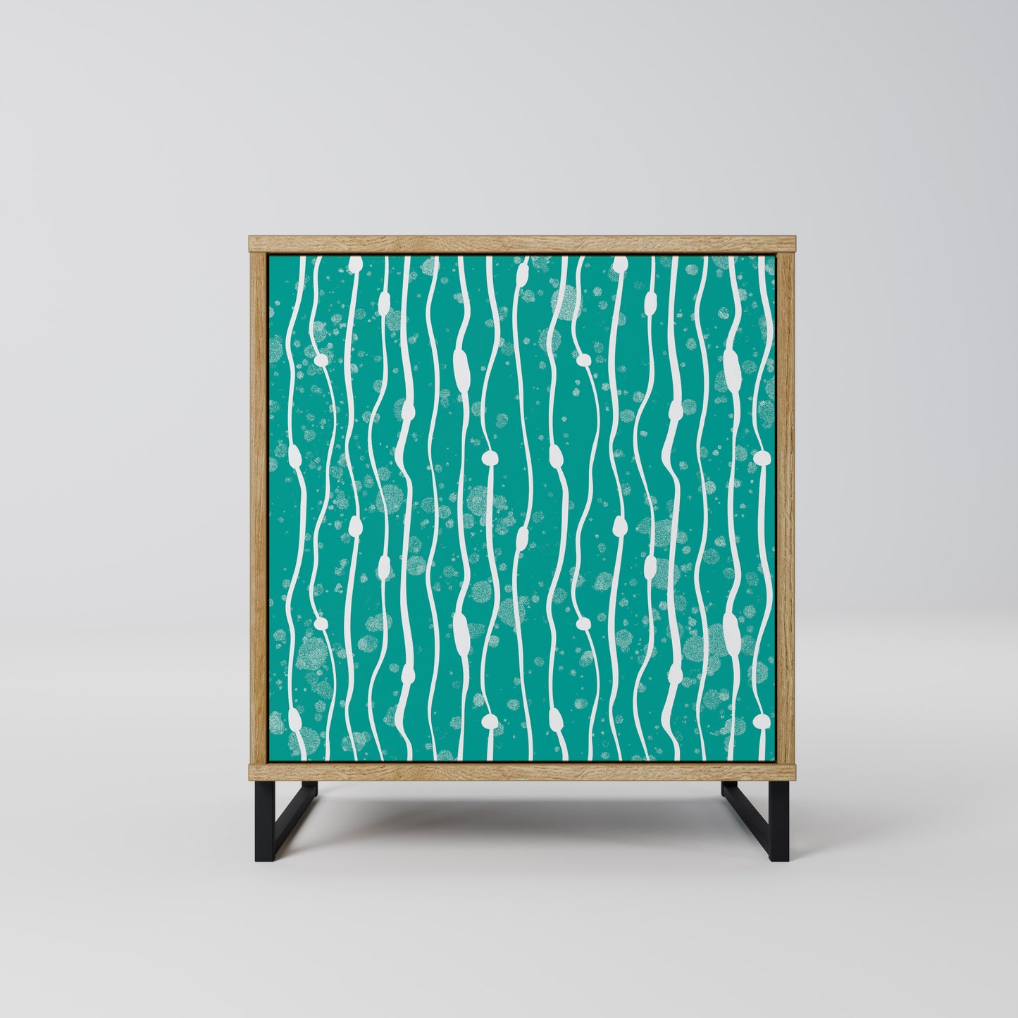 TURQUOISE RAIN 1-Door Sideboard in Oak Effect
