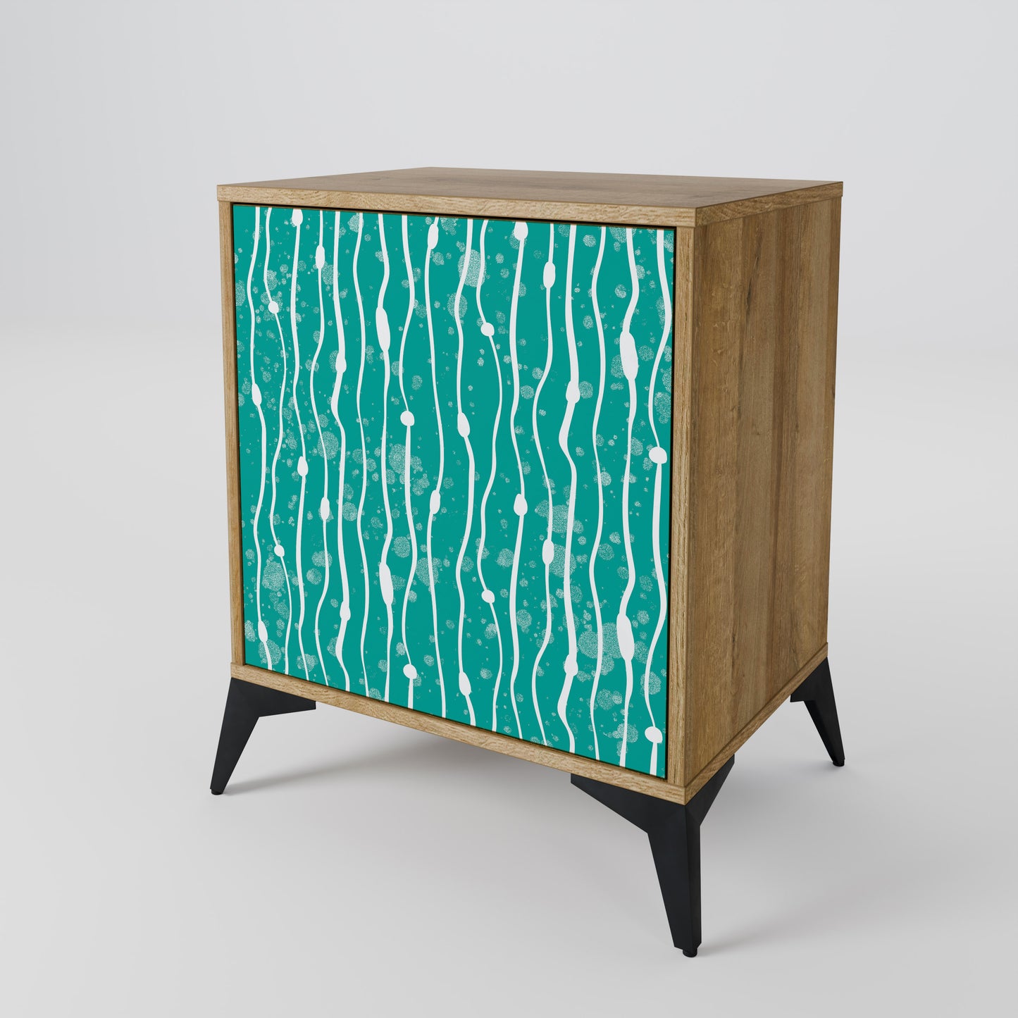 TURQUOISE RAIN 1-Door Sideboard in Oak Effect