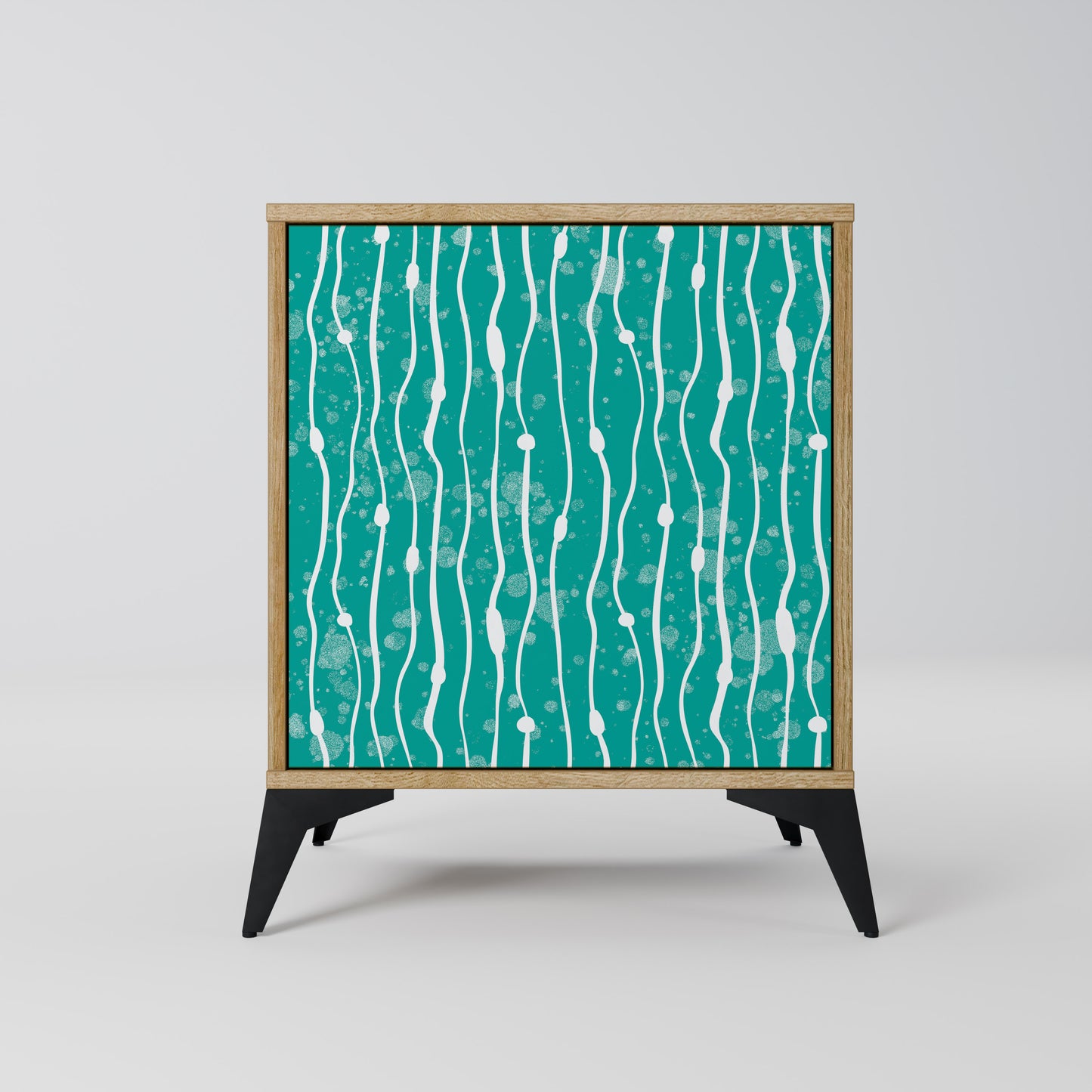 TURQUOISE RAIN 1-Door Sideboard in Oak Effect