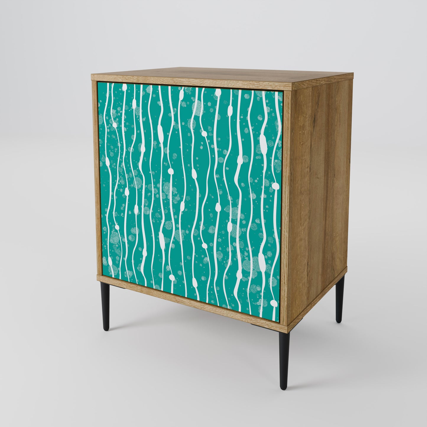 TURQUOISE RAIN 1-Door Sideboard in Oak Effect