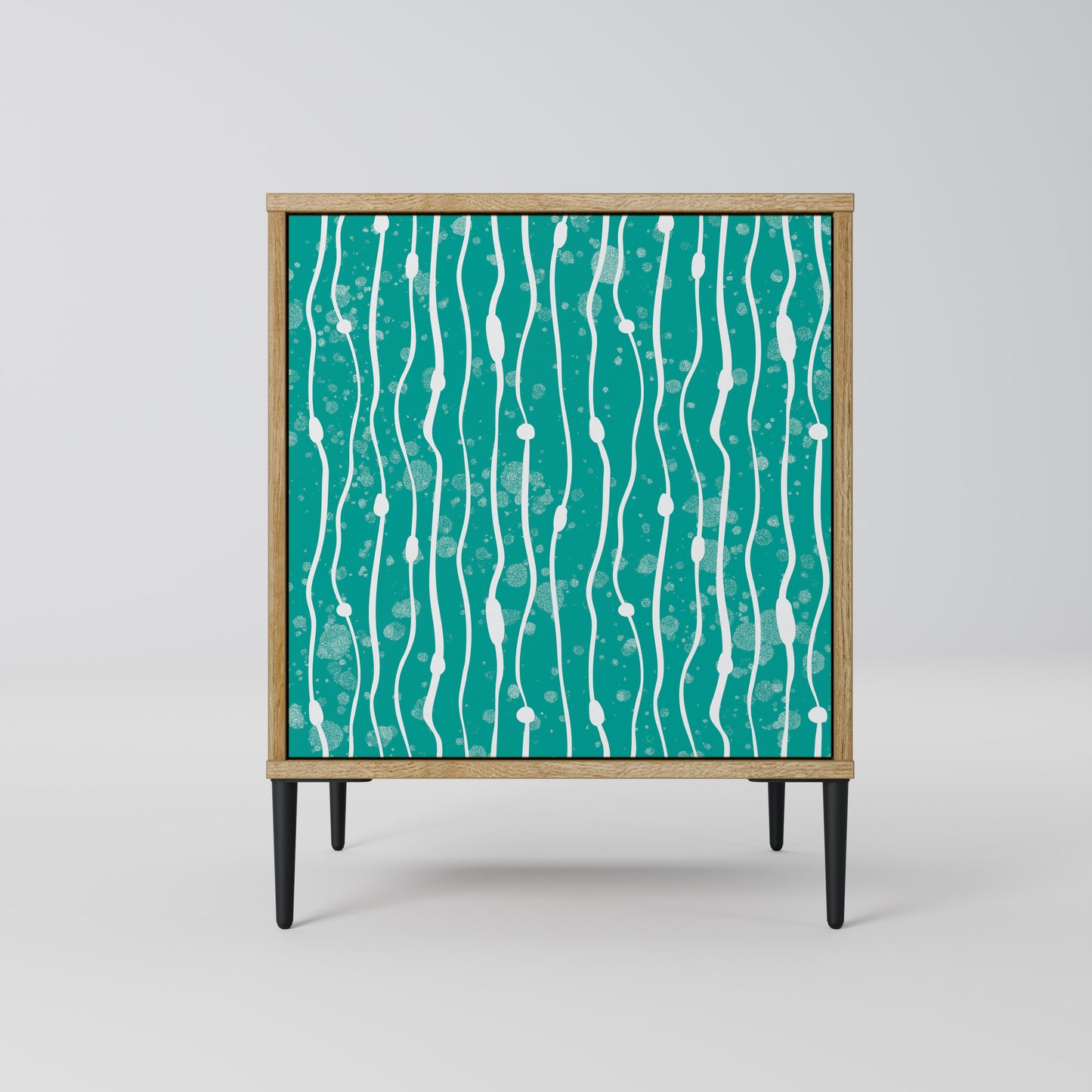 TURQUOISE RAIN 1-Door Sideboard in Oak Effect