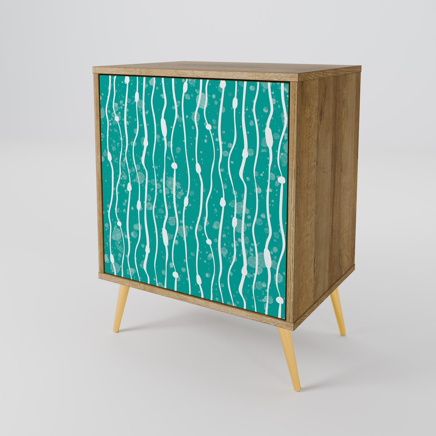 TURQUOISE RAIN 1-Door Sideboard in Oak Effect