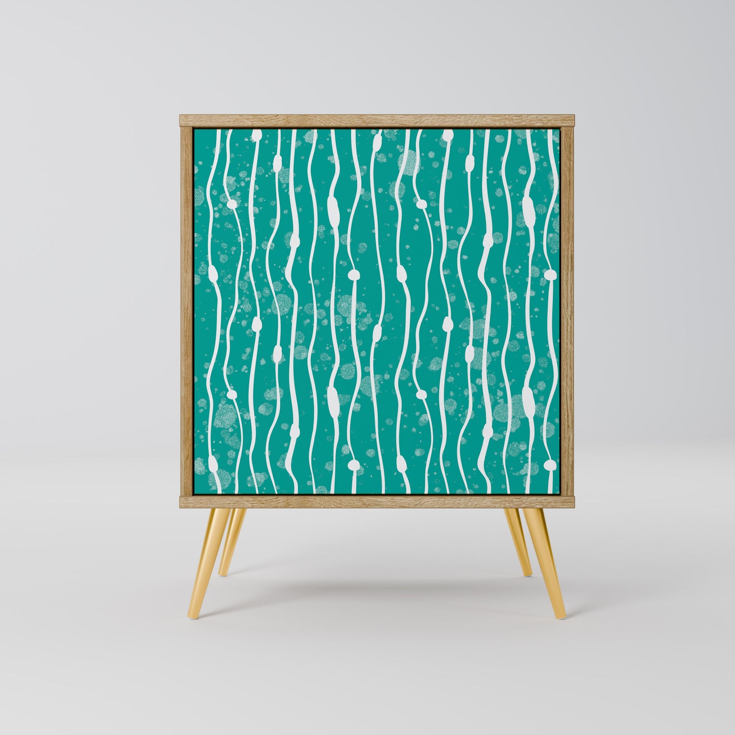 TURQUOISE RAIN 1-Door Sideboard in Oak Effect