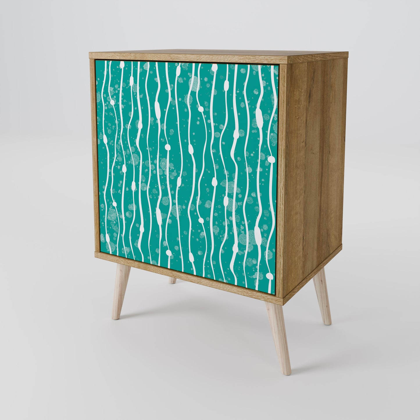 TURQUOISE RAIN 1-Door Sideboard in Oak Effect