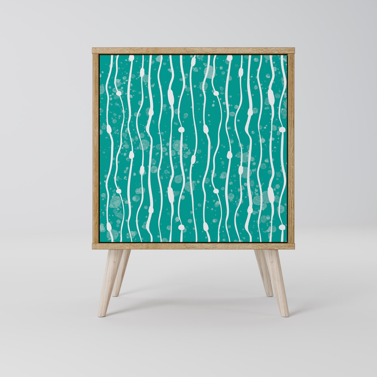 TURQUOISE RAIN 1-Door Sideboard in Oak Effect