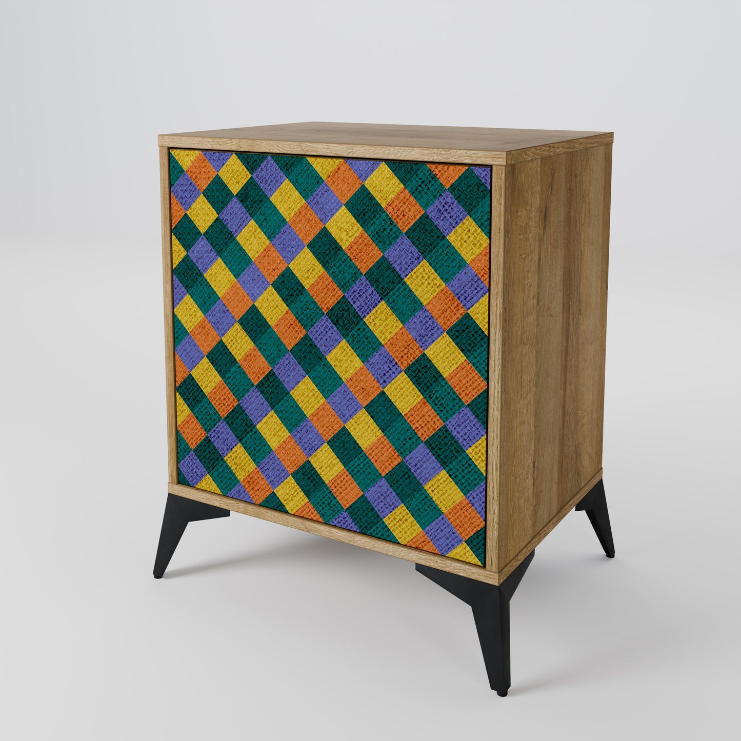 PAINTED SQUARES MIX 1-Door Sideboard in Oak Effect