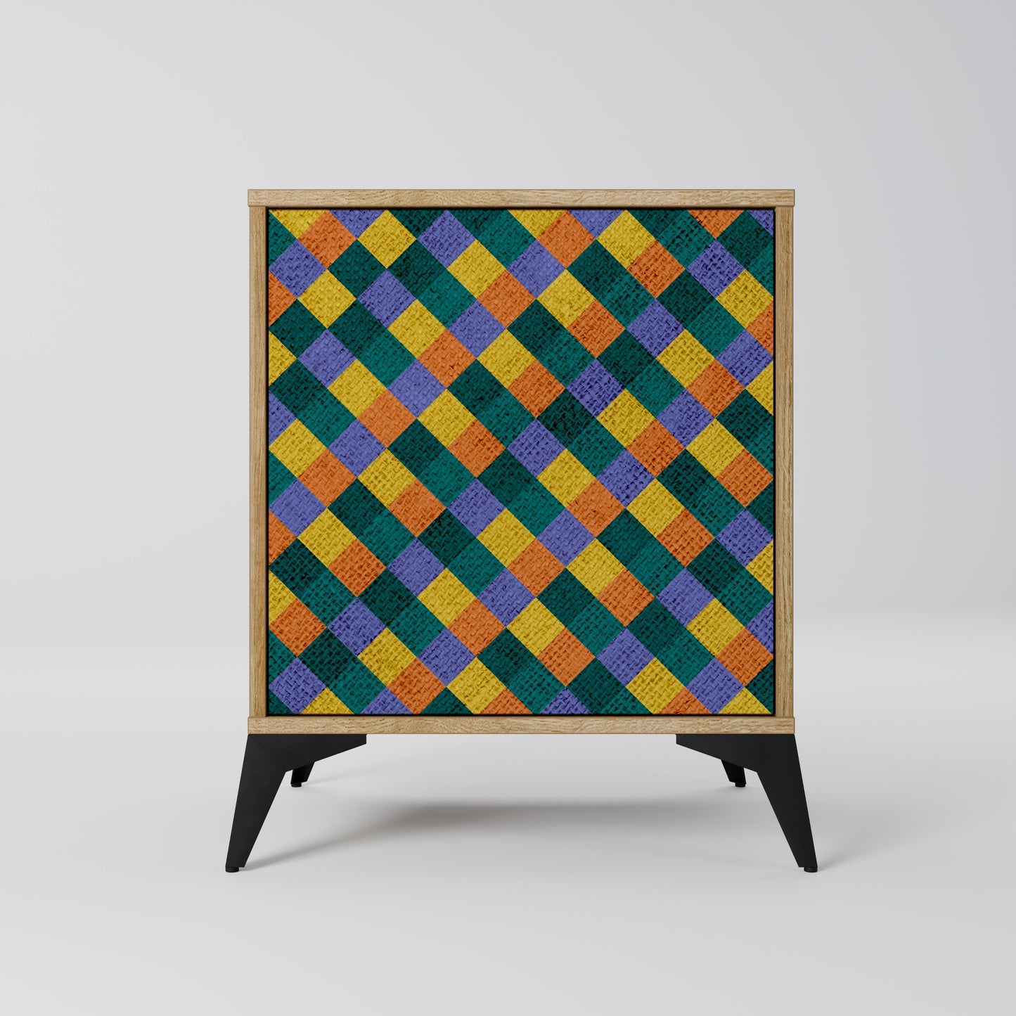 PAINTED SQUARES MIX 1-Door Sideboard in Oak Effect