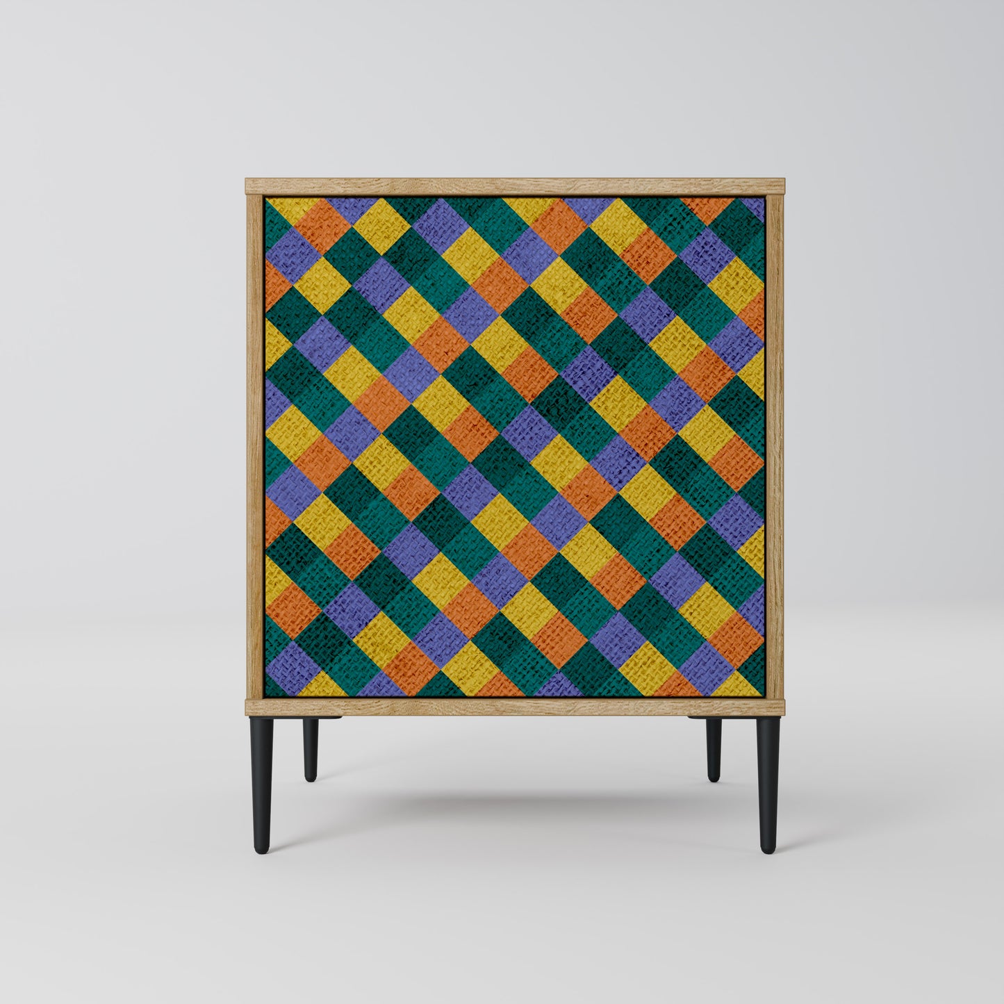 PAINTED SQUARES MIX 1-Door Sideboard in Oak Effect