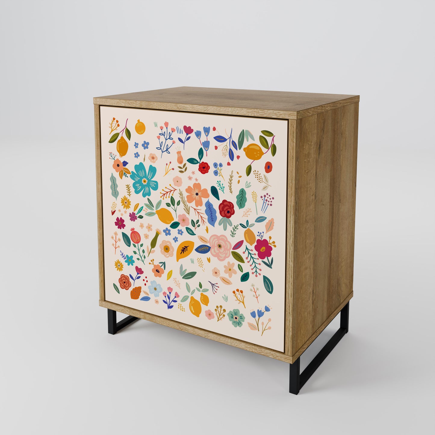 Credenza a 1 anta FLORAL COMBINATION effetto rovere