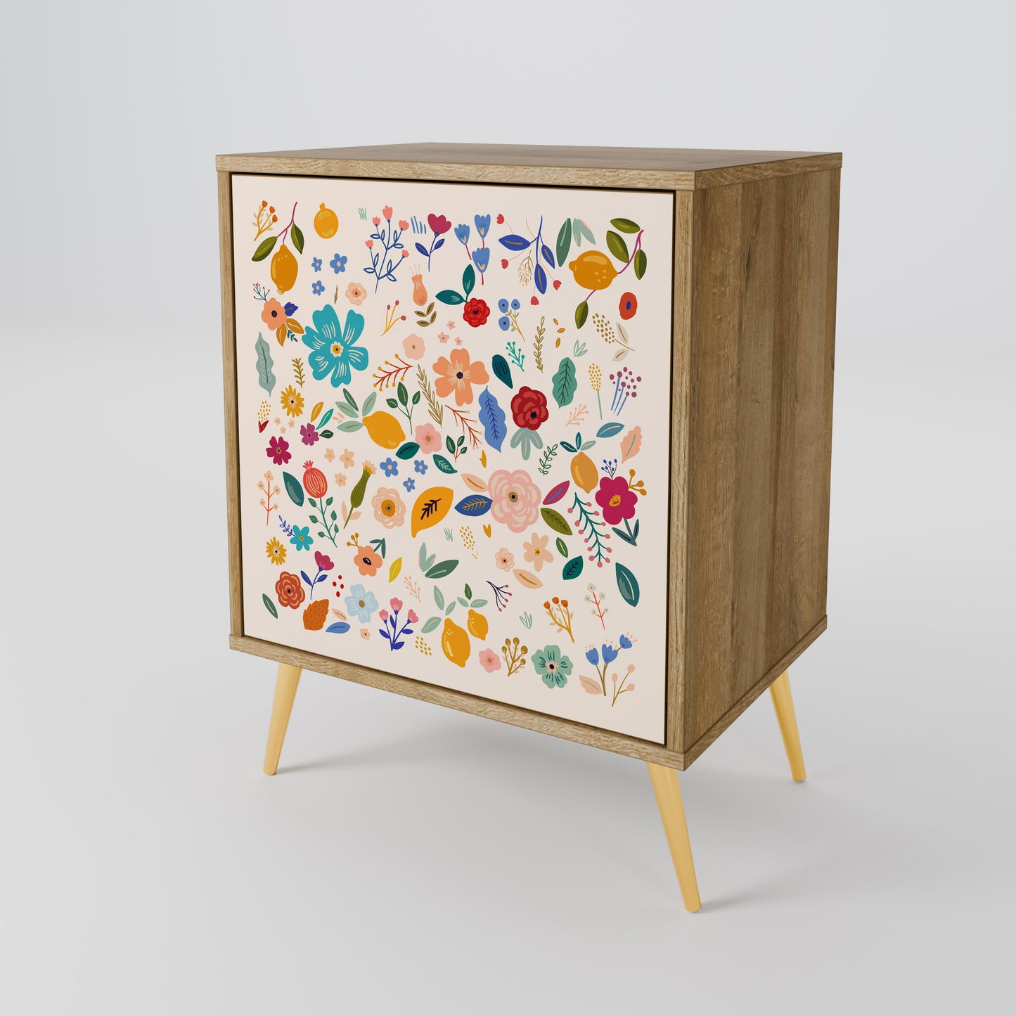 Credenza a 1 anta FLORAL COMBINATION effetto rovere