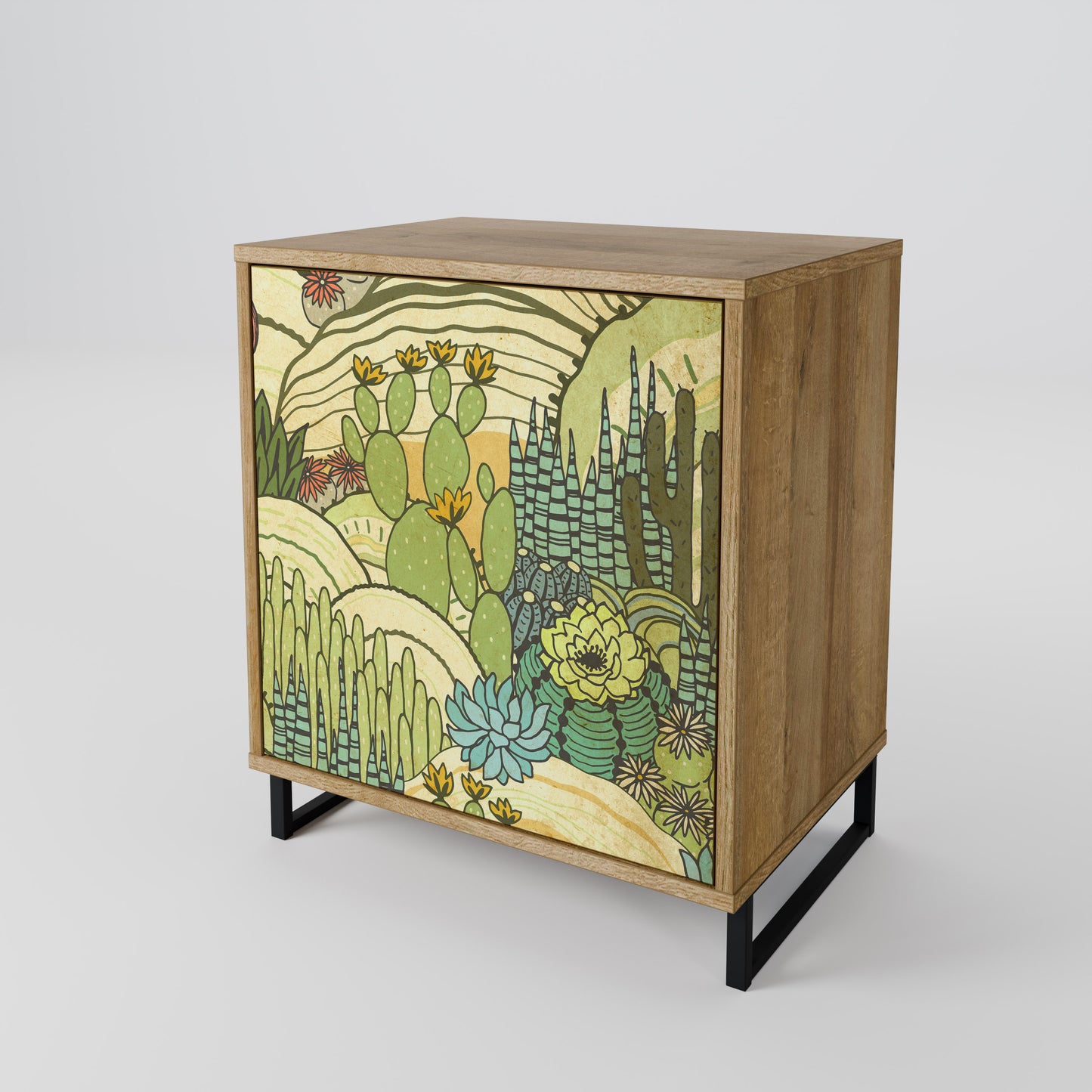 SUCCULENTS KALEIDOSCOPE 1-Door Sideboard in Oak Effect