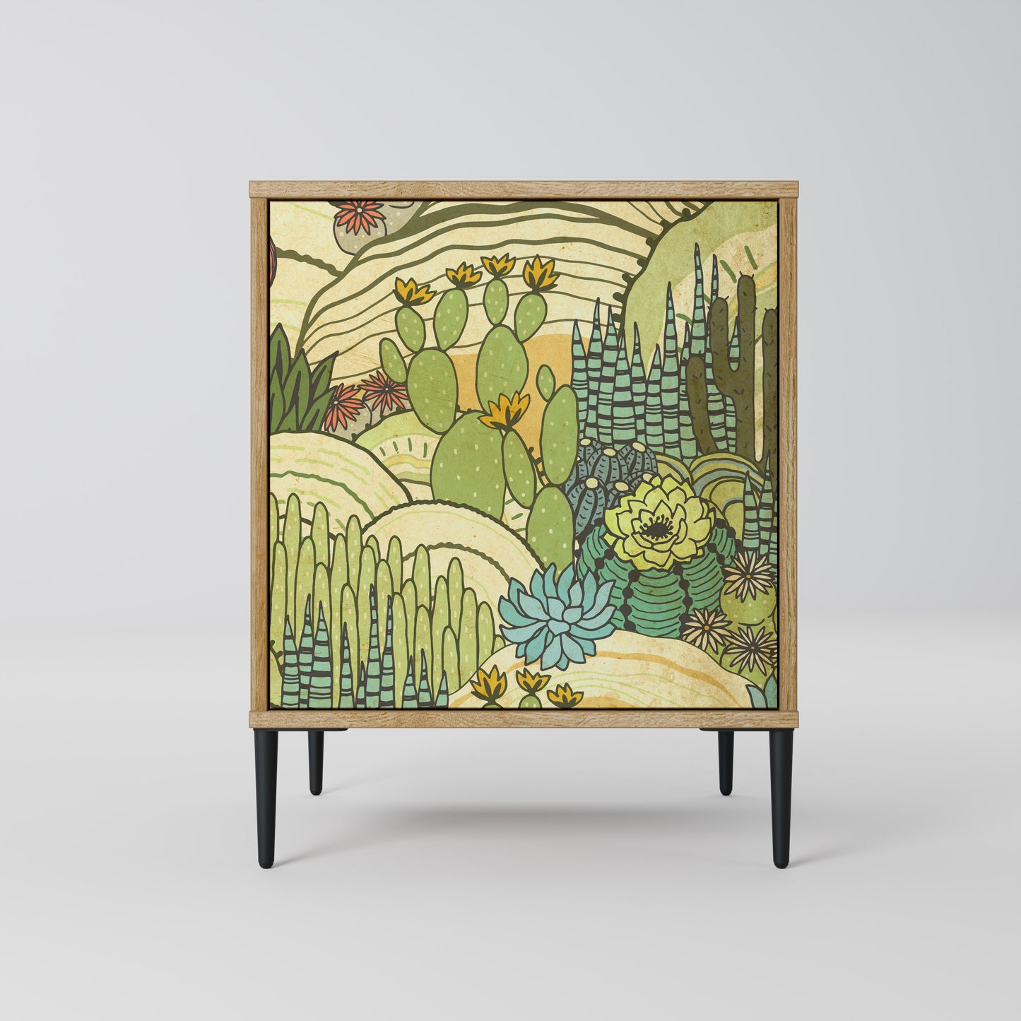 SUCCULENTS KALEIDOSCOPE 1-Door Sideboard in Oak Effect