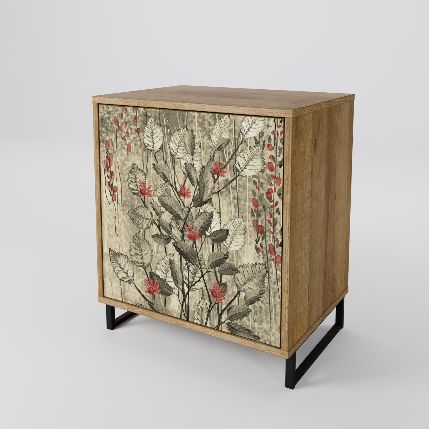 HERBAL GRACE 1-Door Sideboard in Oak Effect