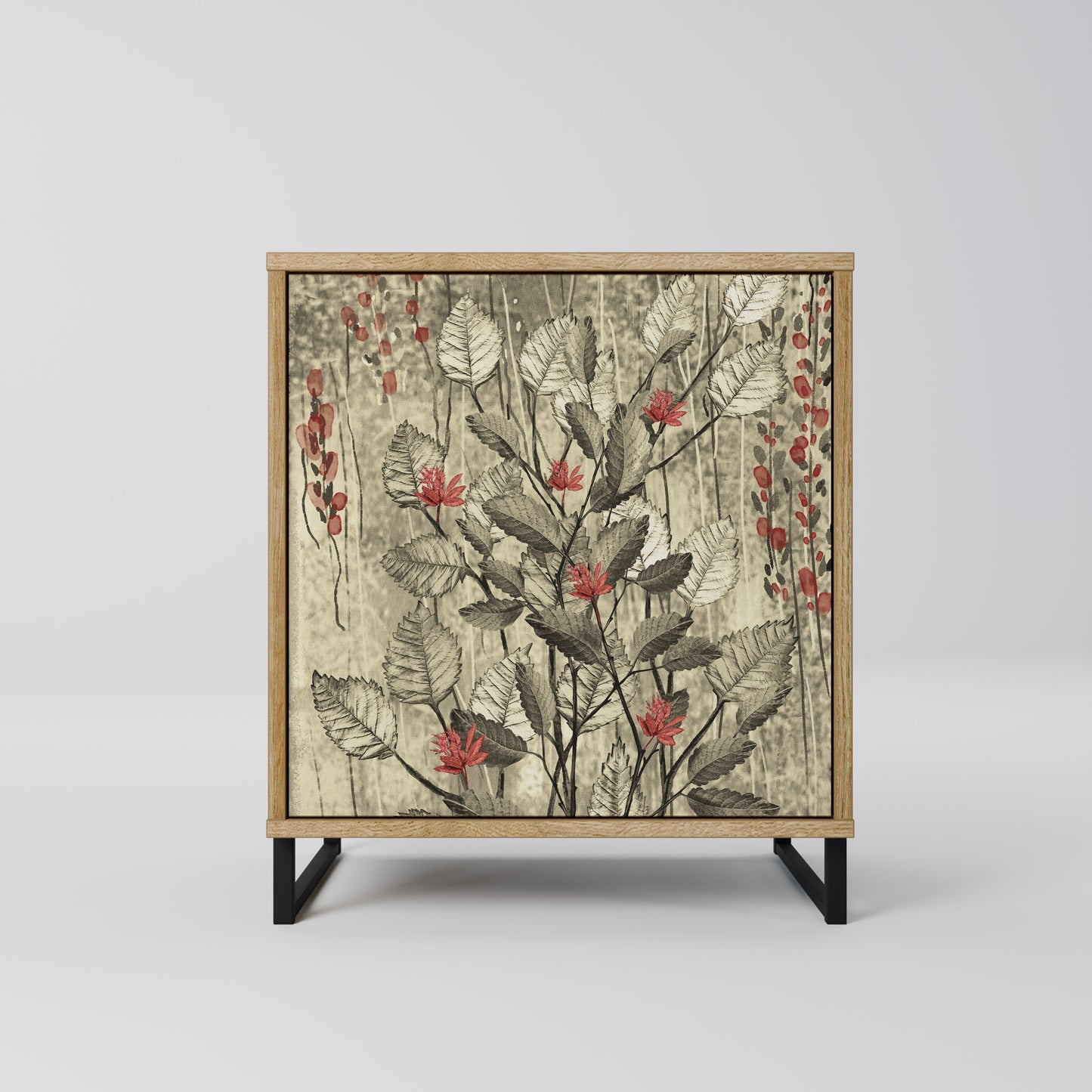 HERBAL GRACE 1-Door Sideboard in Oak Effect