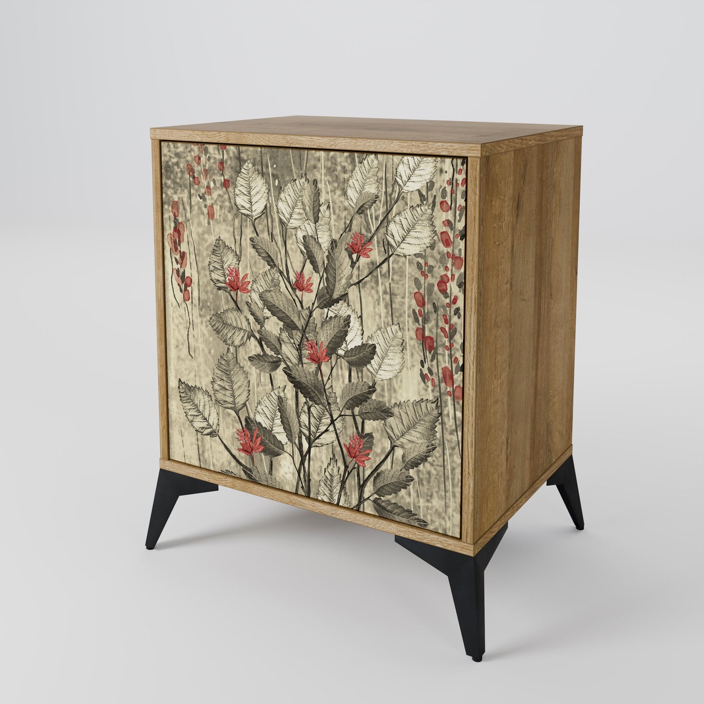HERBAL GRACE 1-Door Sideboard in Oak Effect