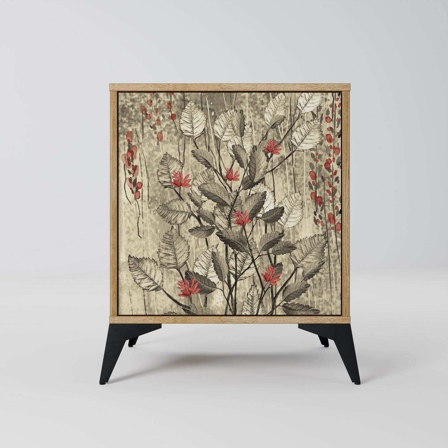 HERBAL GRACE 1-Door Sideboard in Oak Effect