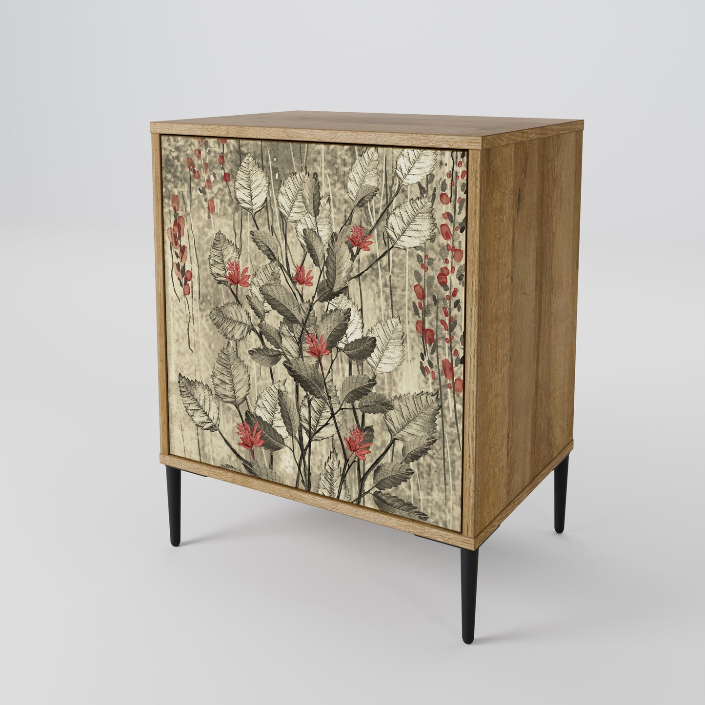 HERBAL GRACE 1-Door Sideboard in Oak Effect